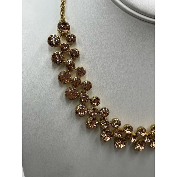 J. Crew‎ Peach Topaz Faceted Bezel Set Shimmering Rhinestone Collar Necklace - Picture 3 of 16